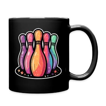 Lustige Bowling Pins - Tasse einfarbig - Schwarz - Rechts