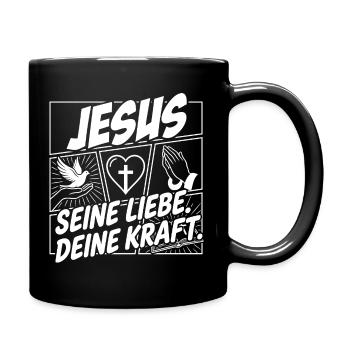 Jesus Love Power Motif - Full Colour Mug - black - Right