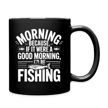 Morgenfisch-Zitat-Abschlag - Tasse einfarbig - Schwarz - Rechts