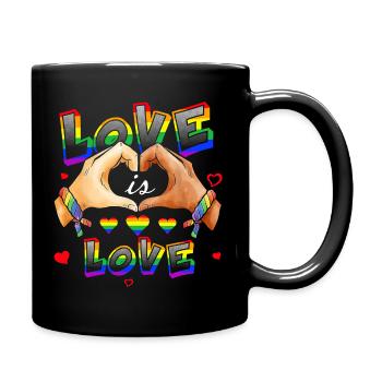 L’amour, c’est l’amour, cœurs arc-en-ciel - Mug uni - noir - Droite