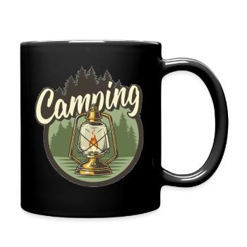 Campinglaterne im Wald - Tasse einfarbig - Schwarz - Rechts