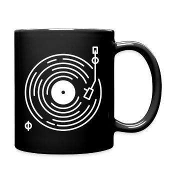 Retro-Plattenspieler-Linienkunst - Tasse einfarbig - Schwarz - Rechts