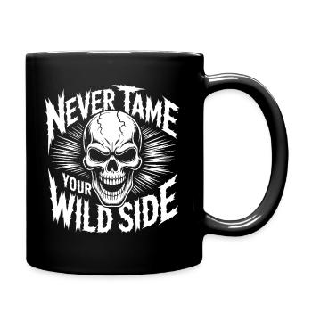 Never Tame Your Wild Side Skull Rock Gothic Design - Full Colour Mug - black - Right