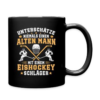 Eishockey alten mann mit einem eishockey schläger - Tasse einfarbig - Schwarz - Rechts