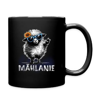 Mählanie – Freches Schaf Wortspiel Peace - Tasse einfarbig - Schwarz - Rechts
