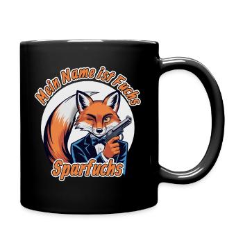 Fuchs im Smoking, Der Sparfuchs aka Geheimagent - Tasse einfarbig - Schwarz - Rechts