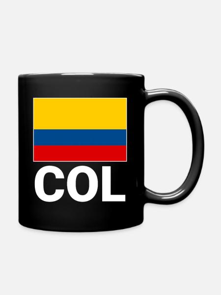 Colombia flag with abbreviation COL - Full Colour Mug - black