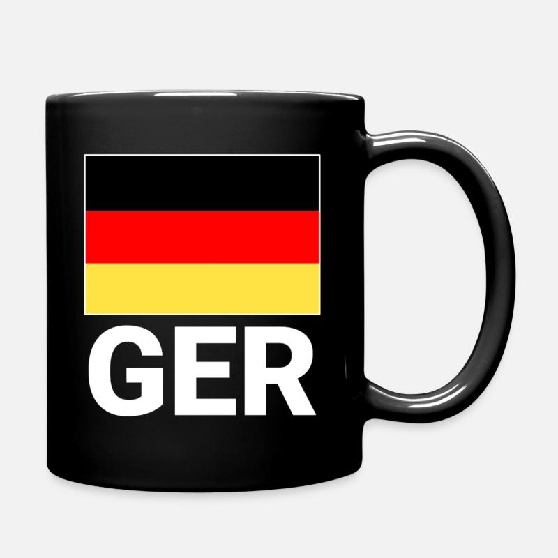 Deutschland Flagge mit GER Abkürzung - Tasse einfarbig - Schwarz