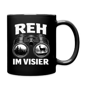 Jäger Reh Visier Jagd Geschenk - Tasse einfarbig - Schwarz - Rechts