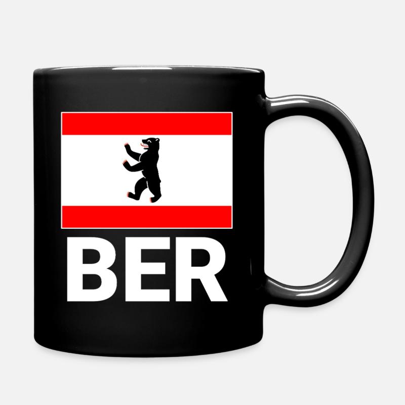 Berliner Flagge mit BER Abkürzung - Tasse einfarbig - Schwarz