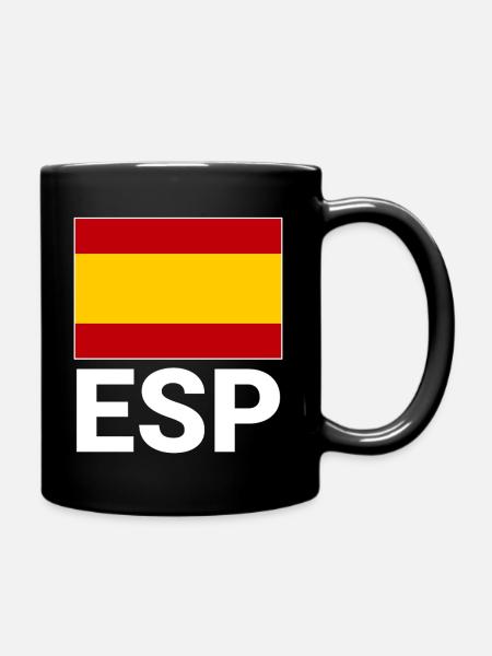 Sportliche Spanien Flagge mit ESP Abkürzung - Tasse einfarbig - Schwarz