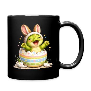 Baby Dinosaur with Bunny Ears in Easter Egg - Full Colour Mug - black - Right