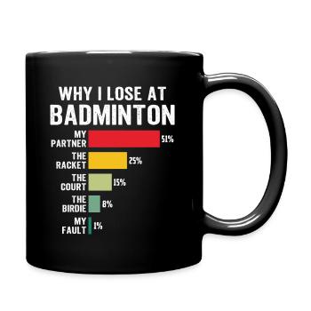 Warum ich im Badminton verliere - Tasse einfarbig - Schwarz - Rechts