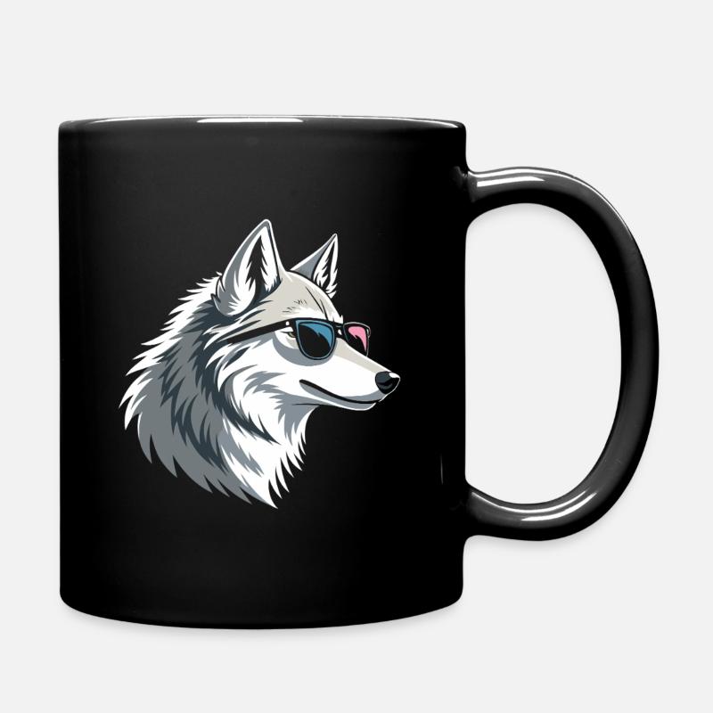 Loup avec lunettes stylé glacial - Mug uni - noir