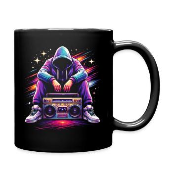Retro 80er Boombox Illustration - Tasse einfarbig - Schwarz - Rechts