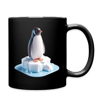 Pinguin auf Eisblock 3D - Full Colour Mug - black - Right