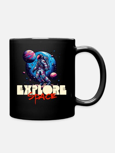 Explore Space Astronaut - Full Colour Mug - black