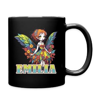 Emilia - Mädchenname - Fee  - Tasse einfarbig - Schwarz - Rechts