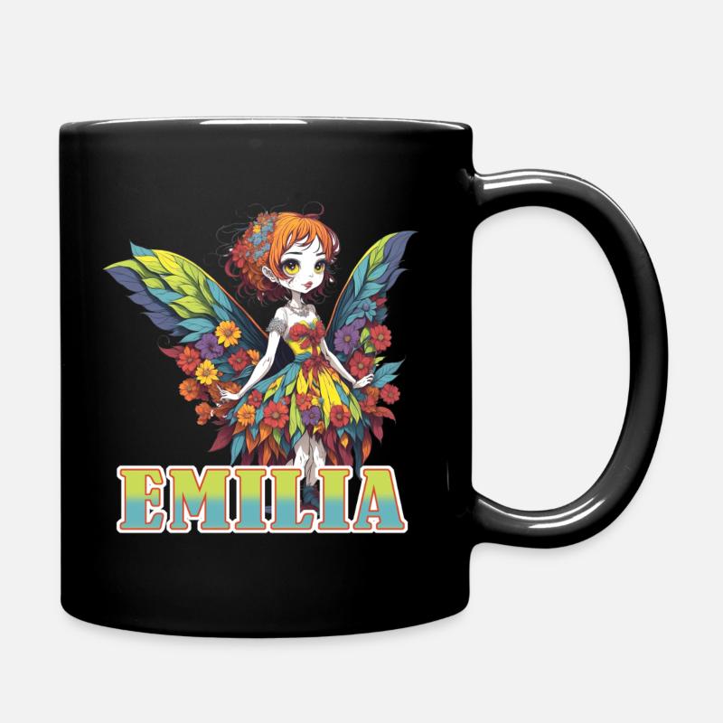 Emilia - Mädchenname - Fee  - Tasse einfarbig - Schwarz