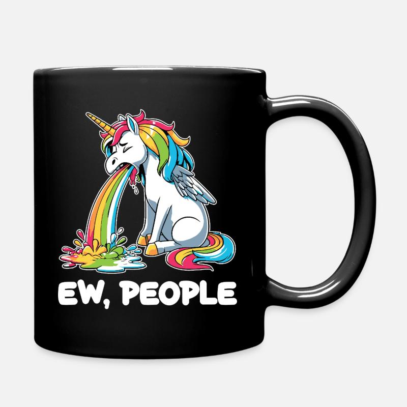 Licorne arc-en-ciel crache arc-en-ciel - Mug uni - noir