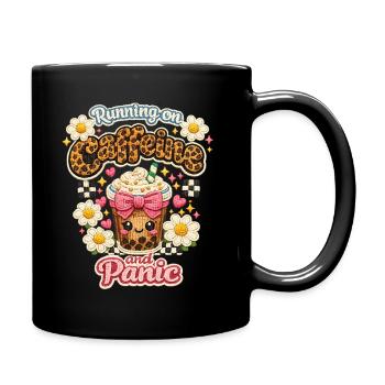 Kaffee Chaos Patch Leoparden Latte - Tasse einfarbig - Schwarz - Rechts