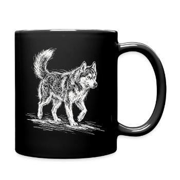 Husky Sketch White – Siberian Husky Design - Full Colour Mug - black - Right