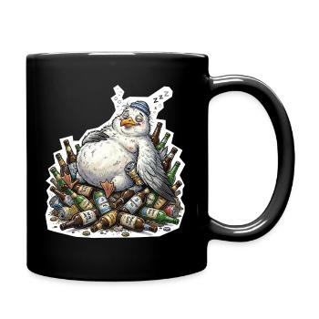 Betrunkene Möwe Bier - Tasse einfarbig - Schwarz - Rechts