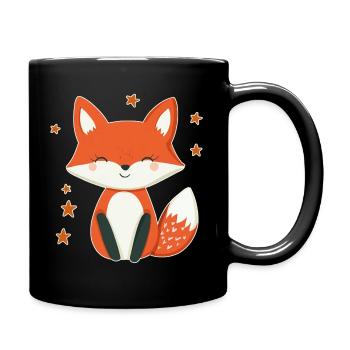 Renard et étoiles - Mug uni - noir - Droite