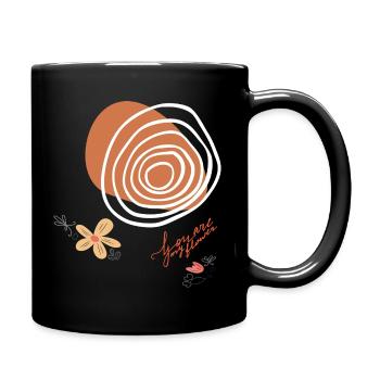 Flowers and Circles - Full Colour Mug - black - Right