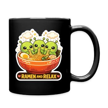 Ramen and Relax Aliens - Full Colour Mug - black - Right