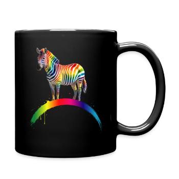 Regenbogen Zebra Farbverlauf Kunst Design - Tasse einfarbig - Schwarz - Rechts