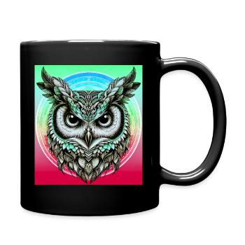 Eule - Tasse einfarbig - Schwarz - Rechts