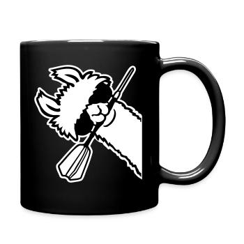 Cooles Lama Kopf Sonnenbrille Dartpfeil Maul Seite - Tasse einfarbig - Schwarz - Rechts