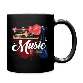Vivid Music Motif with Instruments - Full Colour Mug - black - Right