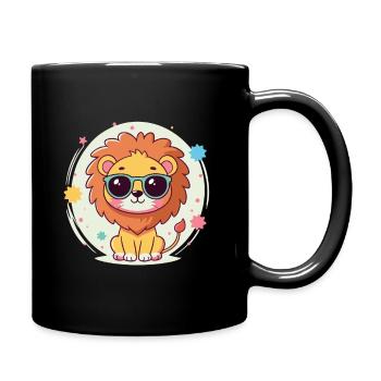 Cute Lion Sunglasses - Full Colour Mug - black - Right