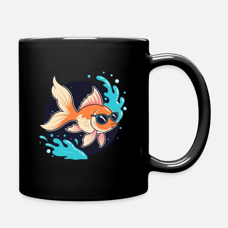 Poisson doré rétro lunettes - Mug uni - noir