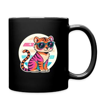 Tigre néon avec lunettes rétro - Mug uni - noir - Droite