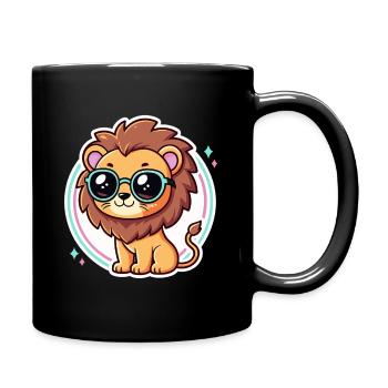Lion Cub Pastel Glasses - Full Colour Mug - black - Right
