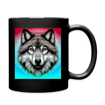Loup - Mug uni - noir - Droite