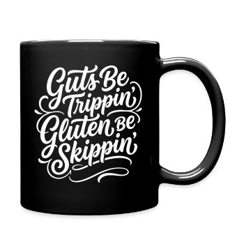 Gluten Free Humor Celiac Saying Design - Full Colour Mug - black - Right