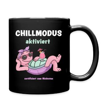Schildkröte Chillmodus aktiviert: Pinke Lounge - Tasse einfarbig - Schwarz - Rechts