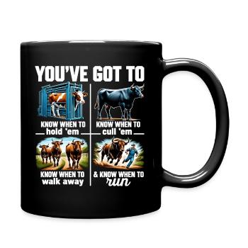 Lustiges Farmer Design – Know When To Run - Tasse einfarbig - Schwarz - Rechts