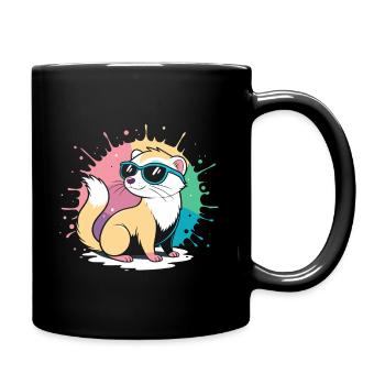 Furet Cool cartoon avec lunettes bleues - Mug uni - noir - Droite