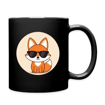 Fox badge in black glasses - Full Colour Mug - black - Right