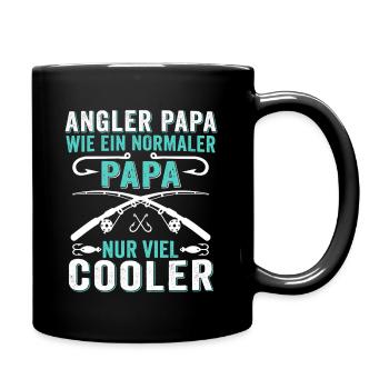 Angler Papa Wie Ein Normaler Papa Nur Viel Cooler  - Tasse einfarbig - Schwarz - Rechts