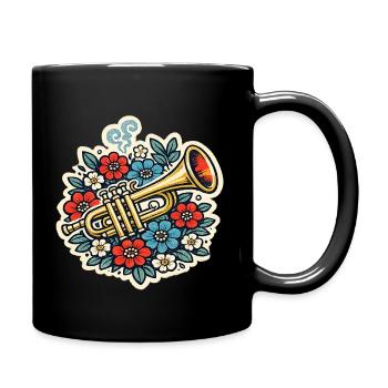 Florale Trompetenexplosion - Tasse einfarbig - Schwarz - Rechts