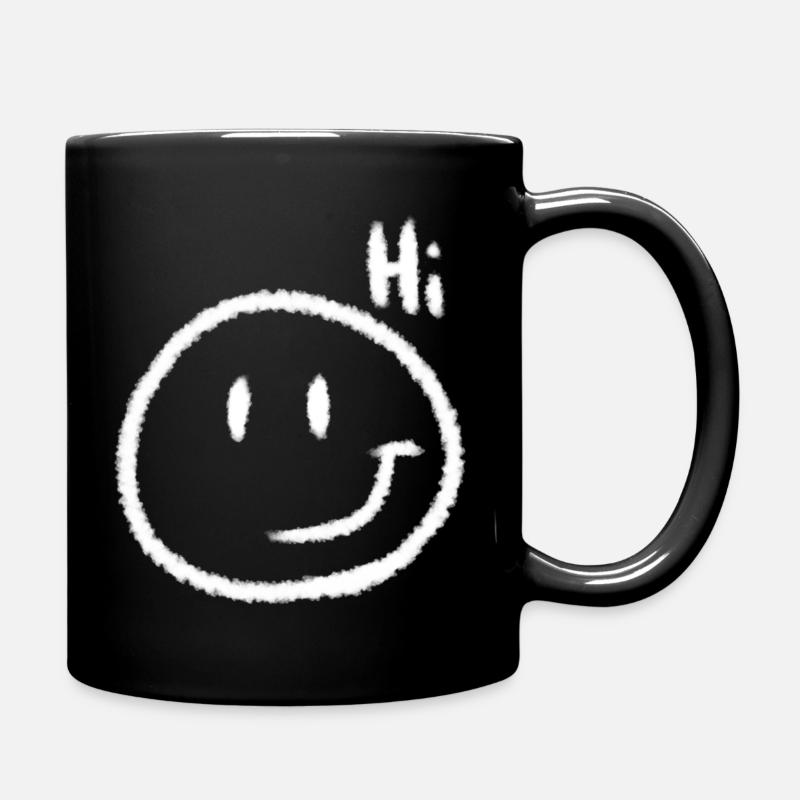 Salut Sourire & Texte | Regarde à la craie - Mug uni - noir
