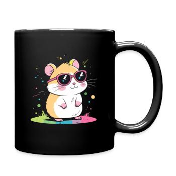 Hamster arcenciel lunettes roses - Mug uni - noir - Droite