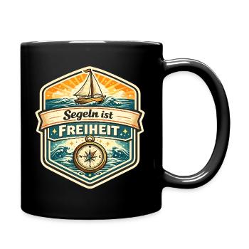 Segeln ist Freiheit Patch - Tasse einfarbig - Schwarz - Rechts