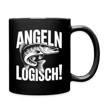 Angeln Logisch! - Tasse einfarbig - Schwarz - Rechts
